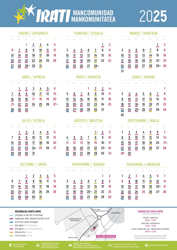 2025 calendario EKOPUNTO egutegia