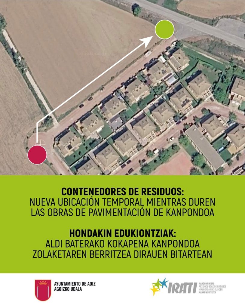 Aoiz, obras de kanpondoa, contenedores de residuos